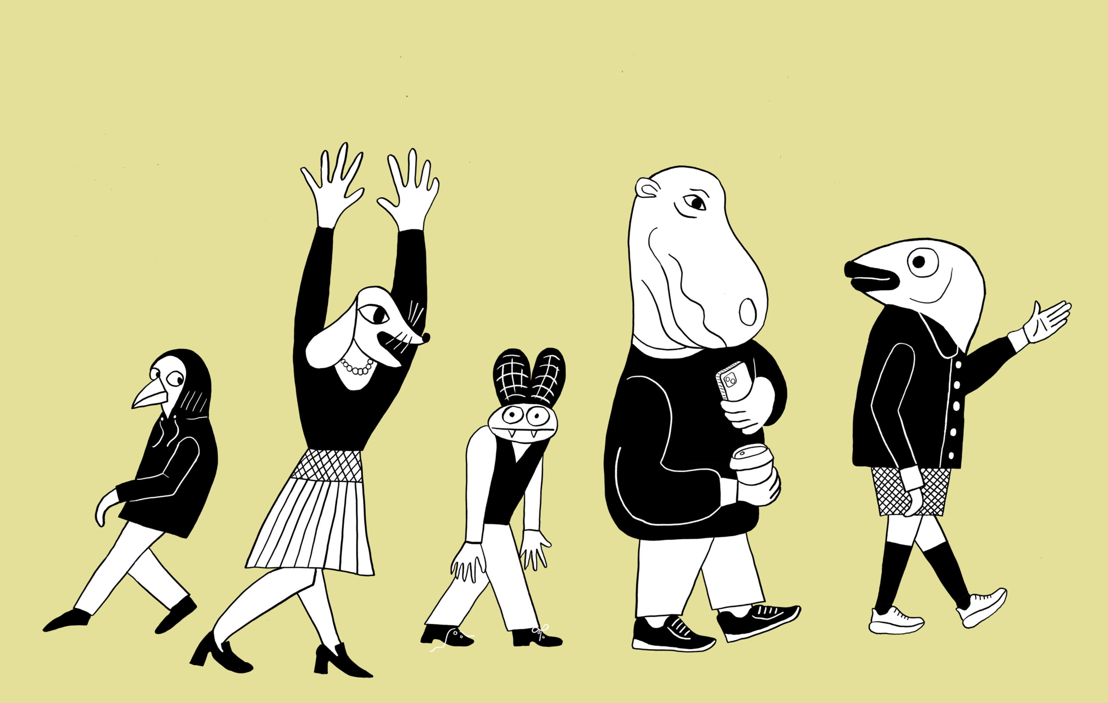 En illustration på olika karaktärer i arbetslivet