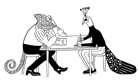 Illustration av arbetsintervju